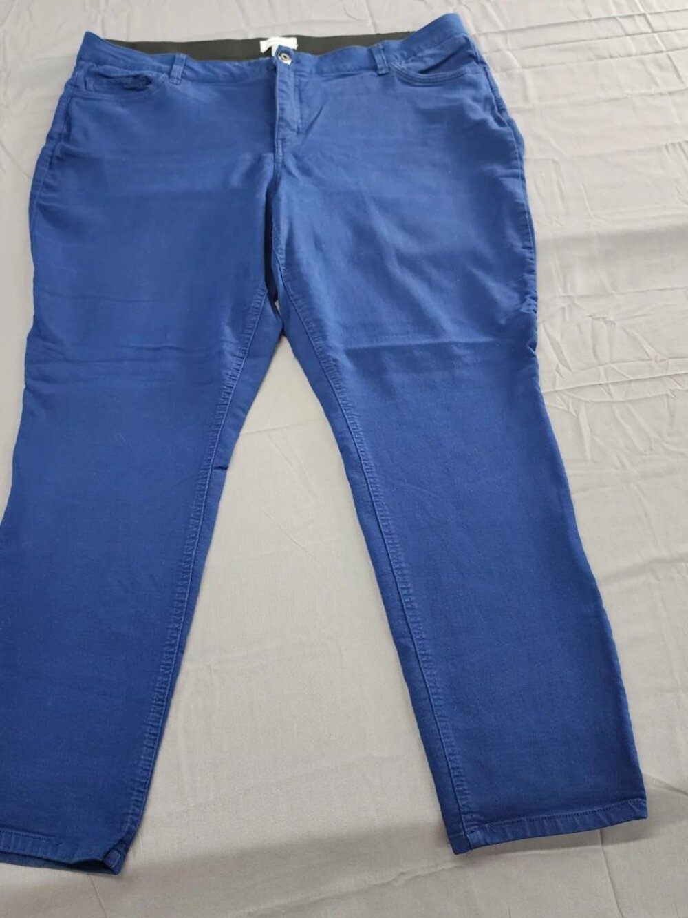 Liz Claiborne Woman Plus Size 22W Slim Pants Blue Denim Stretch Elastic Waist